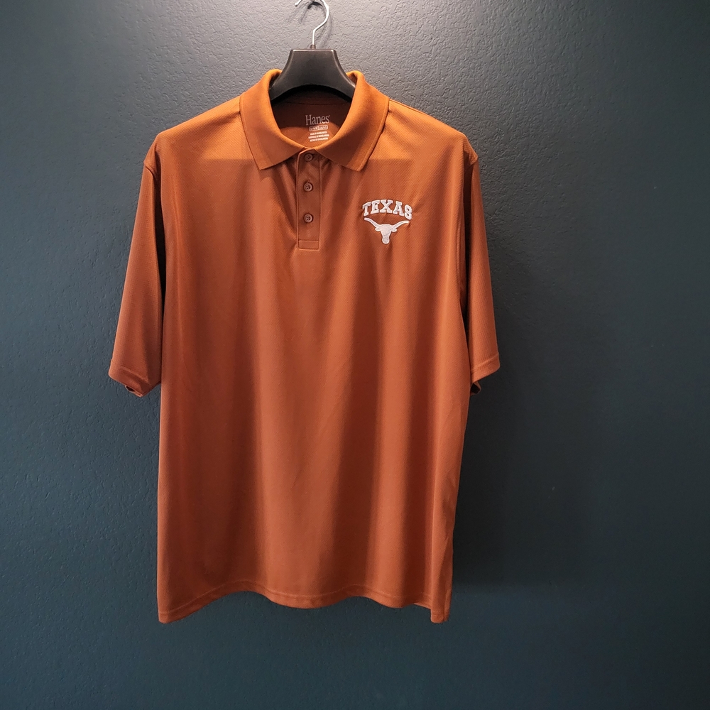 NWT Texas Longhorns Polo Shirt XL Burnt Orange Hanes